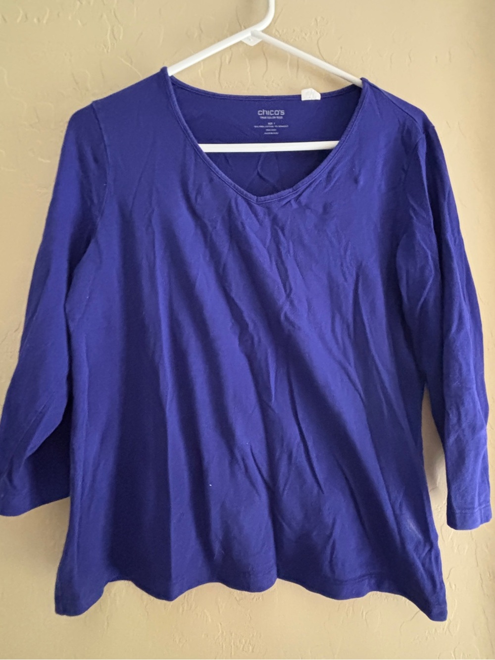 Chico's Women's V-Neck Long Sleeve Top in Royal Purple Women’s Medium